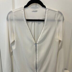 Ikks women white blouse with front zipper size 36